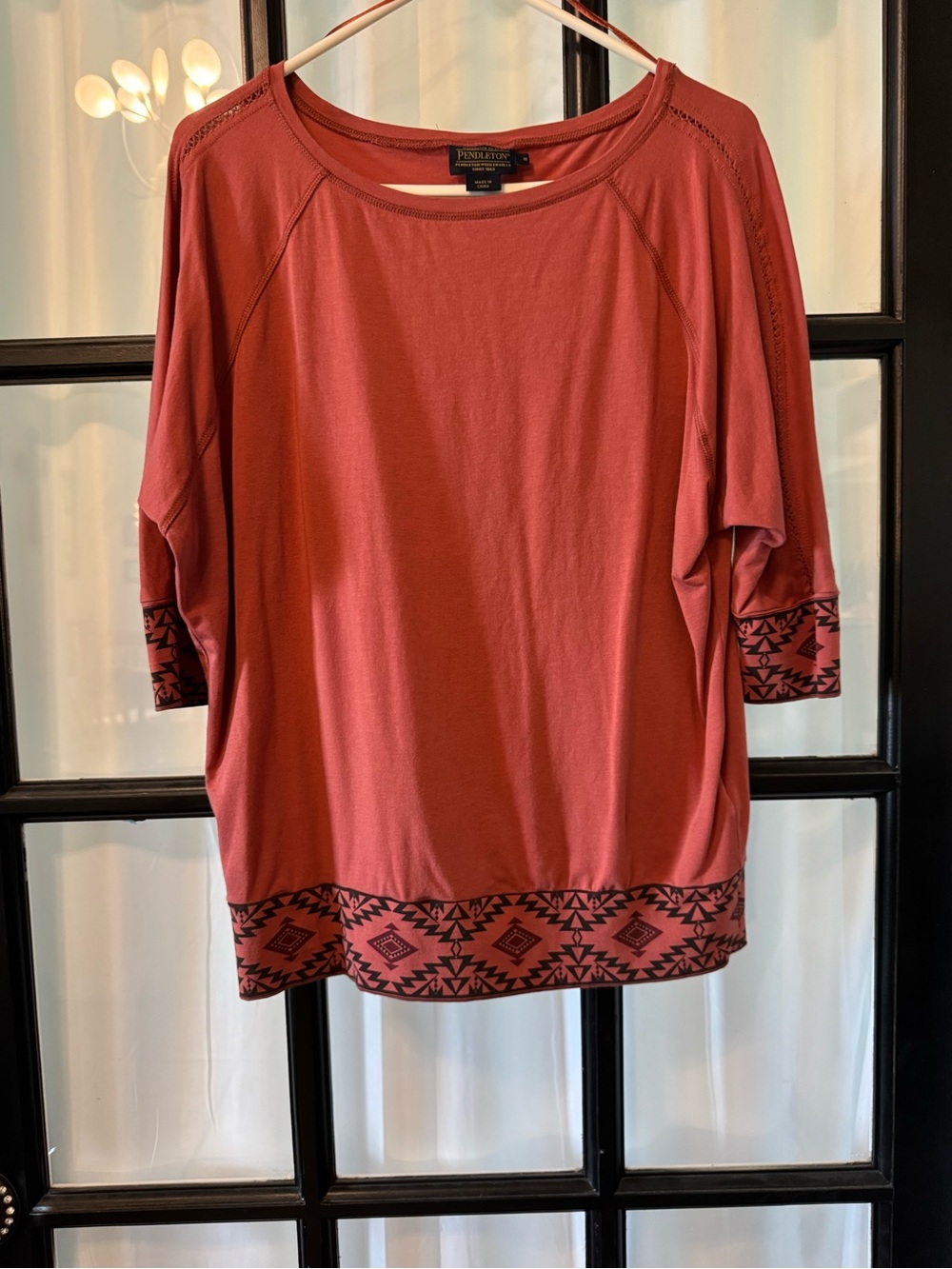 Pendleton Rust Tribal-Trim Short Sleeve Pullover (Super soft)